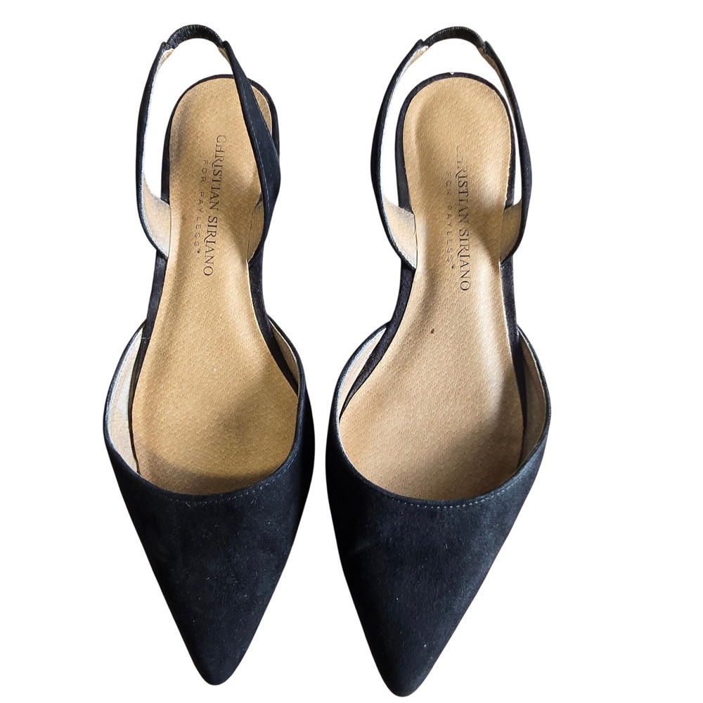 Christian Siriano for Payless Betty Black Slingback Pointed Toe Flats 6.5 166603